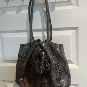 Michael Kors Metallic Snake Print Shoulder Bag